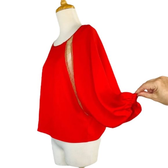 MM Couture Chiffon Shirt by Miss Me Lace Boho HippieTop Dolman Sleeves Sz M NWOT - Picture 5 of 12